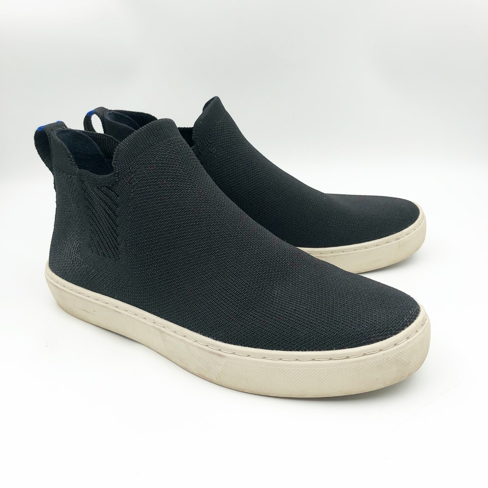 Rothys Shoes Womens 7 The Chelsea Sneaker Boot Black Knit Ankle Slip On
